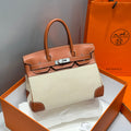 HERMES BIRKIN 30CM IN VEAU BARENIA SWIFT CALFSKIN ERCU TOILE CANVAS